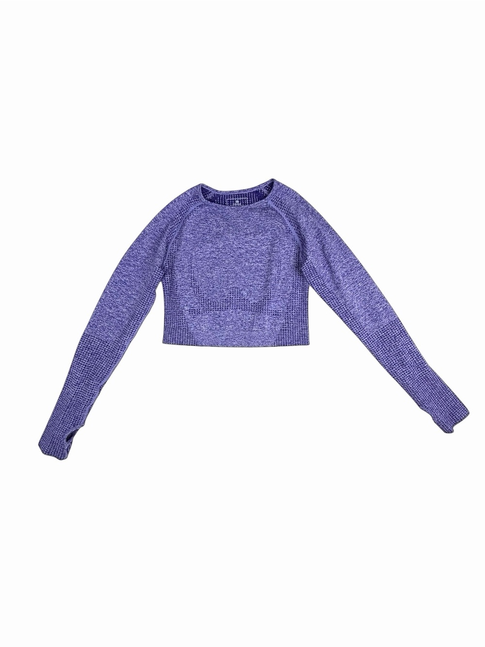 Purple Seamless Compression Workout Crop Top Thumbholes Small